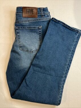 FRYE Women’s Blue Straight-Leg Denim Jeans size 4/27 slight distressed 5 pockets